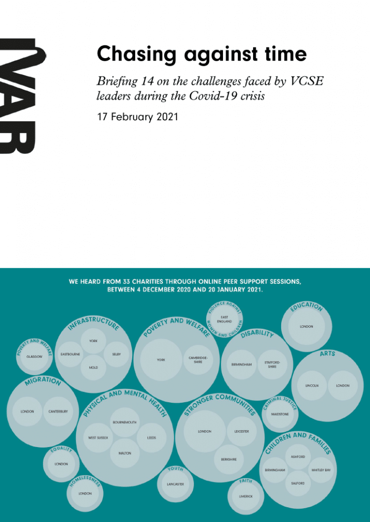 Cover for briefing 14 paper: peer support for VCSE leaders.