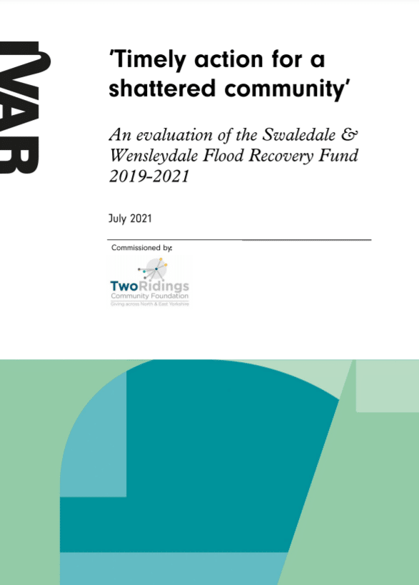 Title page of timely action for a shattered community fund evaluation report.