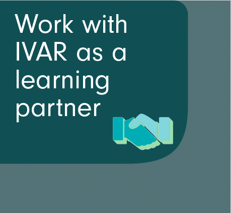 Work with IVAR as a learning partner. Handshake icon.