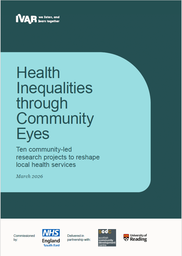 Front cover of report 'Health inequalities through community eyes'